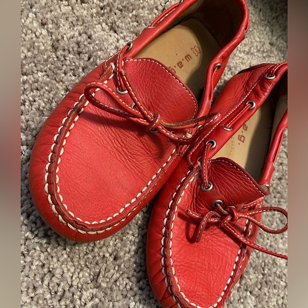 4/$20 Children’s w. a. g. Red leather moccasins- 13.5